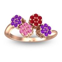 Pink Tourmaline Fashion Ring In 18K Rose Gold With Ruby And Amethyst – Devana Simple Ring