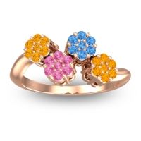 Pink Tourmaline Fashion Ring In 18K Rose Gold With Swiss Blue Topaz And Citrine – Devana Simple Ring