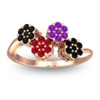Ruby Fashion Ring In 18K Rose Gold With Amethyst And Black Onyx – Devana Simple Ring