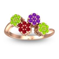 Ruby Fashion Ring In 18K Rose Gold With Amethyst And Peridot – Devana Simple Ring