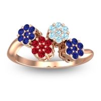 Ruby Fashion Ring In 18K Rose Gold With Aquamarine And Blue Sapphire – Devana Simple Ring