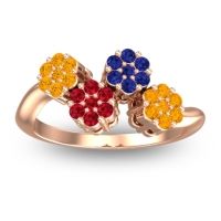 Ruby Fashion Ring In 18K Rose Gold With Blue Sapphire And Citrine – Devana Simple Ring
