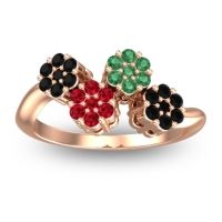 Ruby Fashion Ring In 18K Rose Gold With Emerald And Black Onyx – Devana Simple Ring