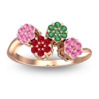 Ruby Fashion Ring In 18K Rose Gold With Emerald And Pink Tourmaline – Devana Simple Ring