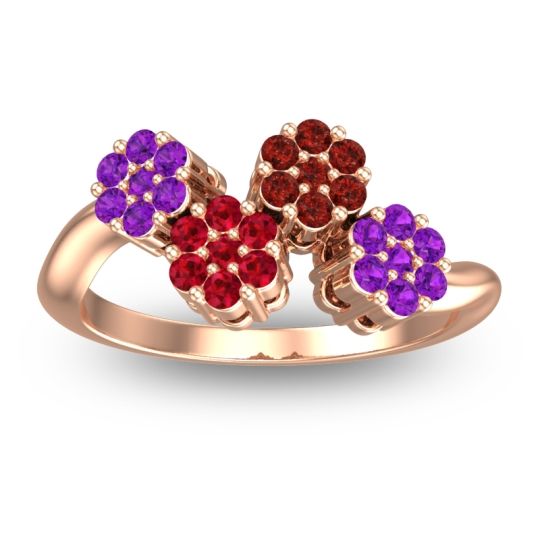 Simple Floral Pave Devana Ring