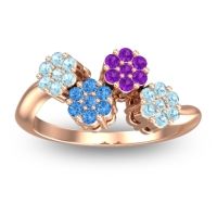 Swiss Blue Topaz Fashion Ring In 18K Rose Gold With Amethyst And Aquamarine – Devana Simple Ring