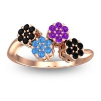 Swiss Blue Topaz Fashion Ring In 18K Rose Gold With Amethyst And Black Onyx – Devana Simple Ring