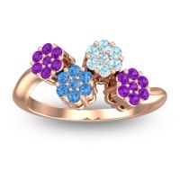Swiss Blue Topaz Fashion Ring In 18K Rose Gold With Aquamarine And Amethyst – Devana Simple Ring