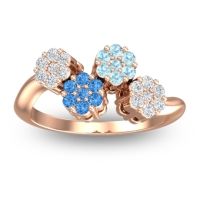 Swiss Blue Topaz Fashion Ring In 14K Rose Gold With Aquamarine And Diamond – Devana Simple Ring