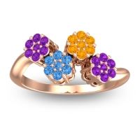 Swiss Blue Topaz Fashion Ring In 18K Rose Gold With Citrine And Amethyst – Devana Simple Ring