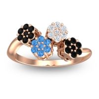 Swiss Blue Topaz Fashion Ring In 18K Rose Gold With Lab Diamond And Black Onyx – Devana Simple Ring