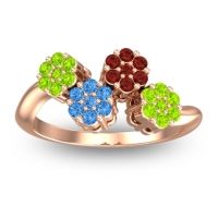 Swiss Blue Topaz Fashion Ring In 18K Rose Gold With Garnet And Peridot – Devana Simple Ring