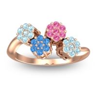 Swiss Blue Topaz Fashion Ring In 18K Rose Gold With Pink Tourmaline And Aquamarine – Devana Simple Ring