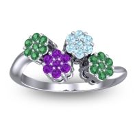 Amethyst Fashion Ring In 14k White Gold With Aquamarine And Emerald – Devana Simple Ring