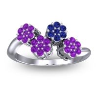 Amethyst Fashion Ring In 18k White Gold With Blue Sapphire – Devana Simple Ring
