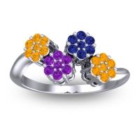 Amethyst Fashion Ring In 18k White Gold With Blue Sapphire And Citrine – Devana Simple Ring