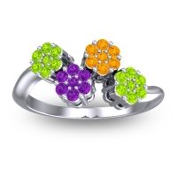 Amethyst Fashion Ring In 18k White Gold With Citrine And Peridot – Devana Simple Ring