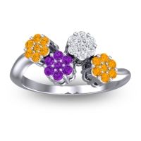 Amethyst Fashion Ring In 18k White Gold With Lab Diamond And Citrine – Devana Simple Ring