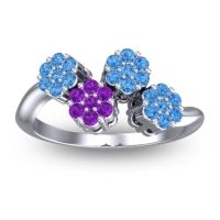 Amethyst Fashion Ring In Platinum With Swiss Blue Topaz – Devana Simple Ring