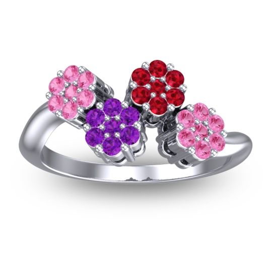Simple Floral Pave Devana Ring