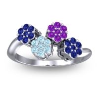 Aquamarine Fashion Ring In 18k White Gold With Amethyst And Blue Sapphire – Devana Simple Ring