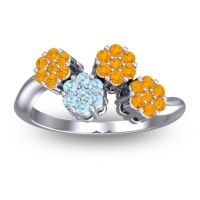 Aquamarine Fashion Ring In 18k White Gold With Citrine – Devana Simple Ring