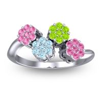 Aquamarine Fashion Ring In Platinum With Peridot And Pink Tourmaline – Devana Simple Ring