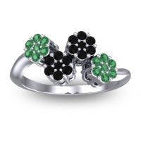 Black Onyx Fashion Ring In 14k White Gold With Emerald – Devana Simple Ring