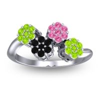 Black Onyx Fashion Ring In Platinum With Pink Tourmaline And Peridot – Devana Simple Ring