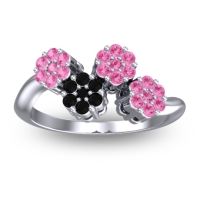 Black Onyx Fashion Ring In 18k White Gold With Pink Tourmaline – Devana Simple Ring