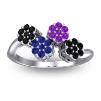 Blue Sapphire Fashion Ring In 18k White Gold With Amethyst And Black Onyx – Devana Simple Ring