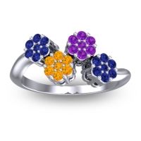 Citrine Fashion Ring In 18k White Gold With Amethyst And Blue Sapphire – Devana Simple Ring
