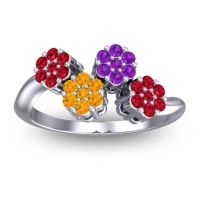 Citrine Fashion Ring In 18k White Gold With Amethyst And Ruby – Devana Simple Ring