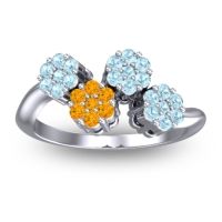 Citrine Fashion Ring In Platinum With Aquamarine – Devana Simple Ring
