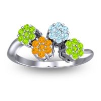 Citrine Fashion Ring In 18k White Gold With Aquamarine And Peridot – Devana Simple Ring