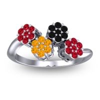 Citrine Fashion Ring In 18k White Gold With Black Onyx And Ruby – Devana Simple Ring