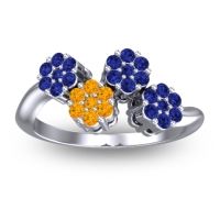 Citrine Fashion Ring In 18k White Gold With Blue Sapphire – Devana Simple Ring