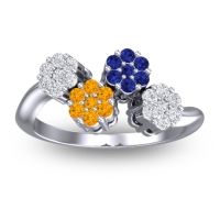 Citrine Fashion Ring In 18k White Gold With Blue Sapphire And Diamond – Devana Simple Ring