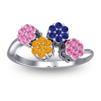 Citrine Fashion Ring In 18k White Gold With Blue Sapphire And Pink Tourmaline – Devana Simple Ring