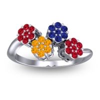 Citrine Fashion Ring In 18k White Gold With Blue Sapphire And Ruby – Devana Simple Ring
