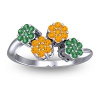 Citrine Fashion Ring In 14k White Gold With Emerald – Devana Simple Ring