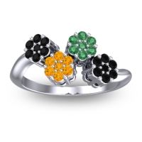 Citrine Fashion Ring In 18k White Gold With Emerald And Black Onyx – Devana Simple Ring