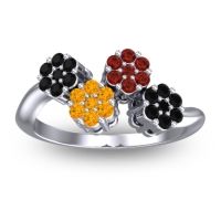 Simple Floral Pave Devana Ring