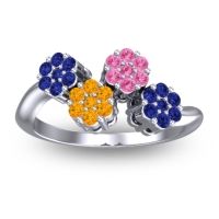 Citrine Fashion Ring In 18k White Gold With Pink Tourmaline And Blue Sapphire – Devana Simple Ring