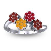 Citrine Fashion Ring In Platinum With Ruby And Garnet – Devana Simple Ring