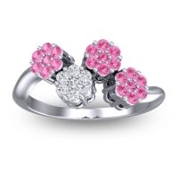 Diamond Fashion Ring In Platinum With Pink Tourmaline – Devana Simple Ring