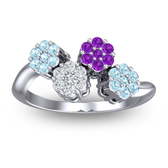 Simple Floral Pave Devana Ring