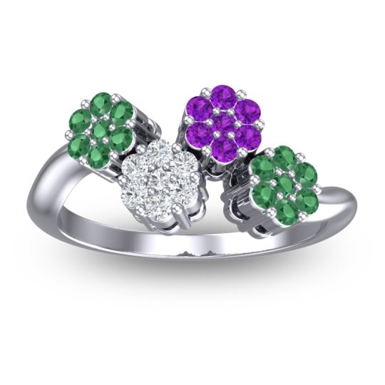 Simple Floral Pave Devana Ring