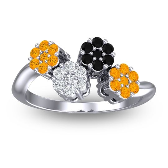 Simple Floral Pave Devana Ring