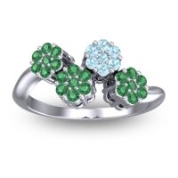 Emerald Fashion Ring In 14k White Gold With Aquamarine – Devana Simple Ring